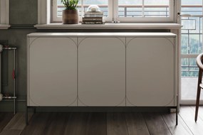 Kozmetická komoda Sonatia 150 cm s tromi dverami - kasmír / čierne nohy