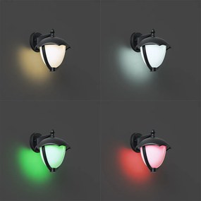 Inteligentné vonkajšie nástenné svietidlo čierne s opálovým sklom vrátane LED IP54 - Classica