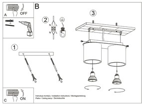 Stropné svietidlo Orbis, 2x biele kovové tienidlo