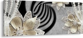 Obraz - 3D zlaté kvety (120x50 cm)