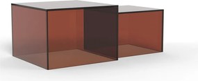 Hnedé sklenené konferenčné stolíky v súprave 2 ks 50x50 cm Dice – Actona