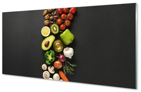Sklenený obklad do kuchyne Citrón avokádo mrkva 120x60 cm