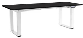 Výškovo nastaviteľný stôl OfficeTech Strong 200 x 80 cm, biela podnož, čierna