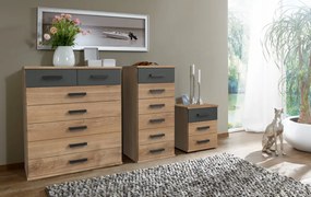 Úzka skrinka so zásuvkami Cork, 46 cm, doskový dub/grafit