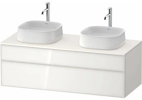 DURAVIT Zencha závesná skrinka pod dve umývadlá na dosku, 2 zásuvky, 1300 x 550 x 442 mm, biela/biela super matná, ZE4823B64840000