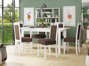 Rozkladací stôl so 6 stoličkami AL10, Morenie: biela, Poťahové látky: Soro 28