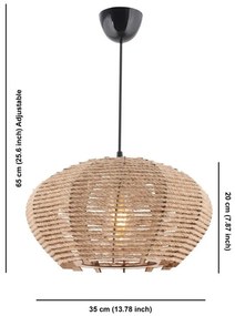 Závesný luster Jute Ellipse, krémová