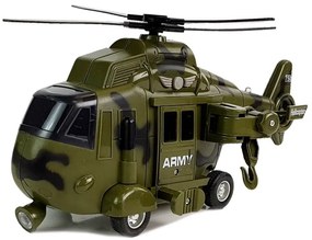 LEAN TOYS Helikoptéra 1:16 na batérie s hákom - vojenská, zelená