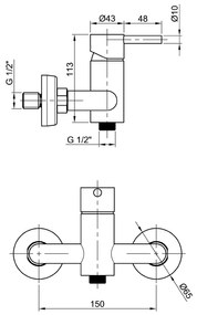 Sapho Sapho, MINIMAL nástenná sprchová batéria, nerez, MI011