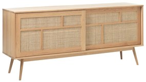 Nízka komoda v dekore duba s posuvnými dverami v prírodnej farbe 180x80 cm Barrali – Unique Furniture