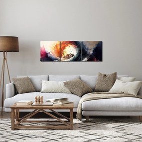 Obraz - Vo víre povodne, akvarel (s hodinami) (90x30 cm)