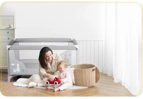Ricokids Cestovná postieľka + matrac + taška 125 x 65 x 78 cm RK-240 sivá levanduľová