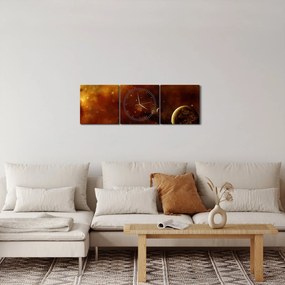 Obraz - Planéty s hmlovinou (s hodinami) (90x30 cm)