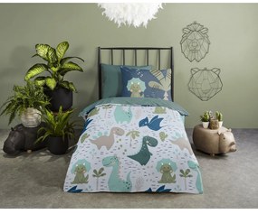 Zelené/modré detské obliečky na jednolôžko z mikrovlákna 140x200 cm – Good Morning