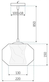 Toolight - závesné svietidlo MARBLE E27 60W APP908-1CP, imitácia mramoru, OSW-06674