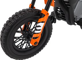 Ramiz PANTONE 361C Detská motorka na batérie oranžová + audio panel + pomalý štart + EVA kolesá