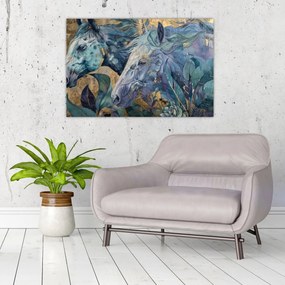 Obraz - Kone so zlatým pozadím (90x60 cm)