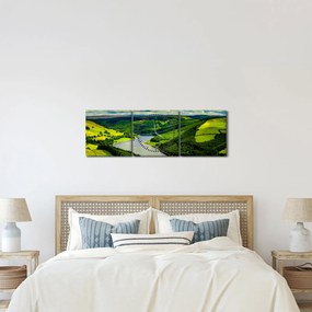 Obraz - Zelená krajina (s hodinami) (90x30 cm)