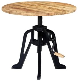 vidaXL Bočný stolík 60x(46-63) cm masívne mangovníkové drevo a liatina-