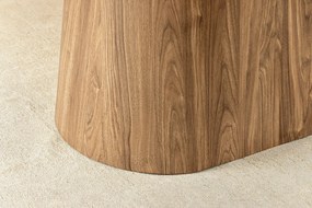 Jedálenský stôl UNIQUE 200 cm oválny rám z orechového dreva s dyhovanou keramickou doskou z sivej mramorovej dosky