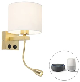 Inteligentná nástenná lampa zlatá s bielym tienidlom vrátane Wifi A60 - Brescia
