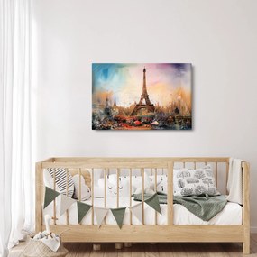 Obraz - Maľba Eiffelovej veže (90x60 cm)