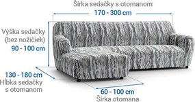 Bielastické poťahy OCEANO NOVÉ šedo-modré sedačka s otomanom vľavo (š. 170 - 300 cm)