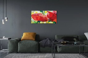 Obraz canvas červené kvety 140x70 cm