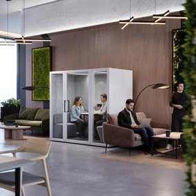 Akustická kancelárska kabína INBOX pre 4 osoby 2200 × 2200 × 1220 mm
