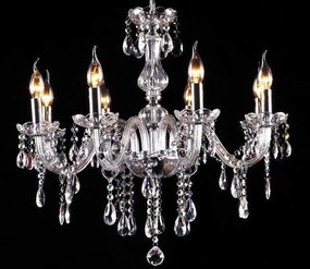 Toolight - Krištáľový závesný luster 8xE14 60W, strieborná, OSW-04600