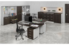 Kombinovaná kancelárska skriňa PRIMO GRAY, dvere na 4 poschodia, 2128 x 800 x 420 mm, sivá/wenge