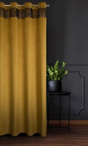 Dekorstudio Luxusný zamatový záves so strapcami v medenej farbe