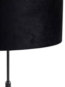Stolová lampa čierna s oválnym zamatovým tienidlom čiernym 35 cm - Parte