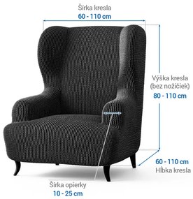 Bielastické poťahy COSTINA antracit kreslo ušiak (š. 60 - 110 cm)