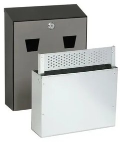 Oceľový závesný popolník na stenu 3 l, čierna/strieborná