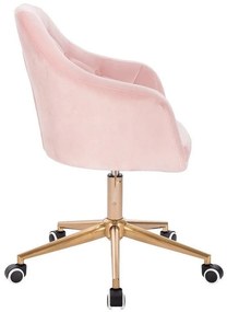 LuxuryForm DESIGN Kreslo ANDORA VELUR na zlatej podstave s kolieskami - svetlo ružová