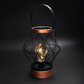 SOLIGHT Kovový lampáš so žiarovkou micro LED, teplá biela, 3xAA, 20cm