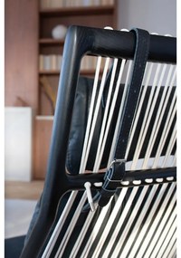 Kreslo s konštrukciou z dubového dreva s modrosivým textilným sedadlom Gazzda Dedo