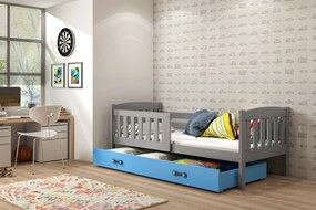 Interbeds Jednolôžková posteľ Kubus2 grafit 160x80 s matracom a šuplíkom - modrá