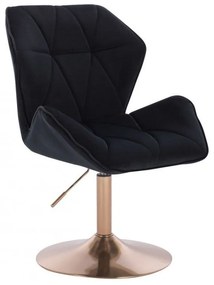 LuxuryForm DESIGN Stolička MILANO MAX VELUR na zlatom tanieri - čierna