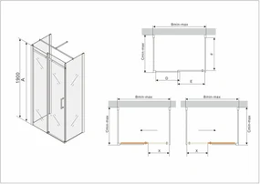Mexen Omega, 3-stenný sprchovací kút s posuvnými dverami 160 (dvere) x 80 (stena) cm, 8mm číre sklo, chrómový profil, 825-160-080-03-00