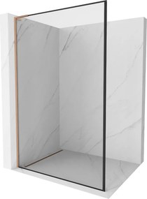 Mexen Kioto L, sprchová zástena Walk-In 80 x 200 cm, 8mm číre sklo čierny vzor, medený matný profil, 800-080-103-65-70