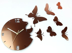 3D nalepovacie hodiny Butterflies medené