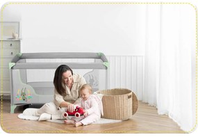 Ricokids Cestovná postieľka + matrac + taška 125 x 65 x 78 cm RK-240 mint grey