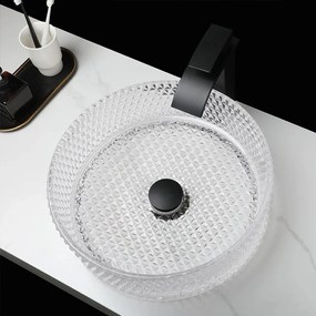 Rea Cristal, sklenené umývadlo na dosku 36x36 cm, číra, REA-U9670