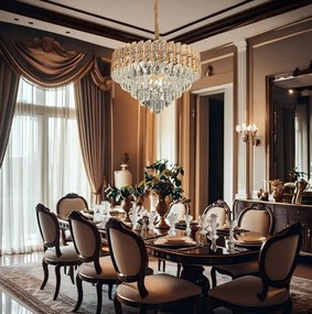 Toolight Toolight, krištáľové stropné svietidlo 50cm, 7xE14, G054-CP, zlatá, OSW-08948