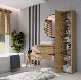 Závěsná skříňka s deskou a umyvadlem Nel 2S 80 cm dub Artisan