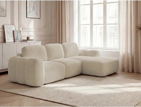 Béžová rozkladacia/s úložným priestorom rohová pohovka z textílie buklé (pravý roh/s leňoškou) Montaigne – Bobochic Paris