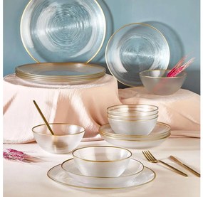 18-dielna jedálenská sada, číre sklo so zlatými detailmi