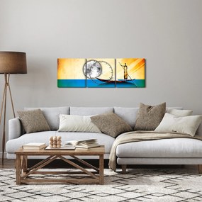Obraz - Staroveká maľba (s hodinami) (90x30 cm)